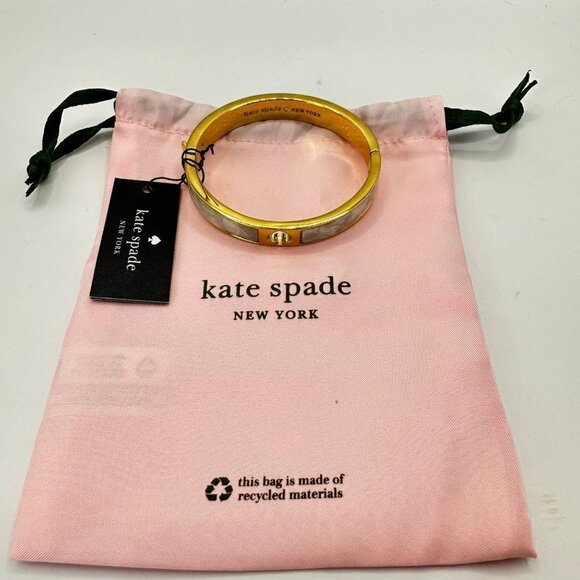 Kate Spade New York 'Hole Punch Spade Hinge Bangle' Pearl Bracelet - Picture 3 of 14